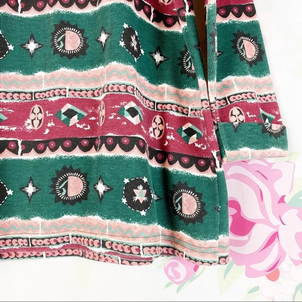 Vintage Stefano Geometric Long Sleeve Shirt M - Picture 4 of 8